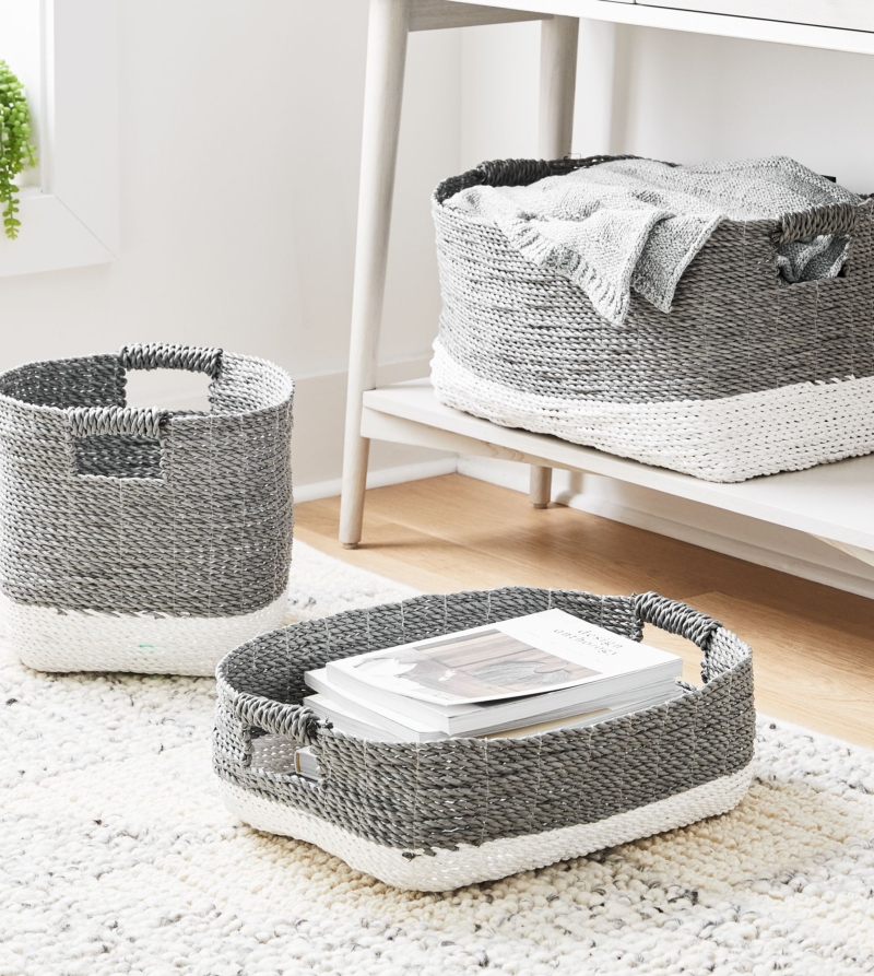 Hisar Woven Baskets Grey White