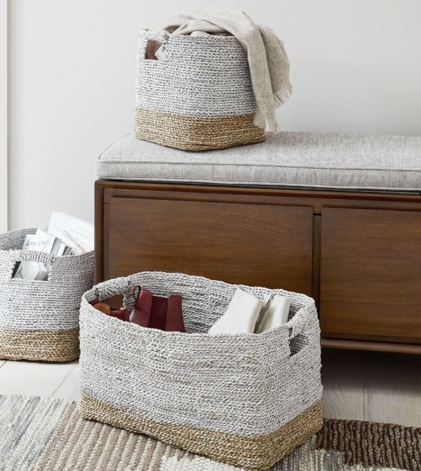 Hisar Woven Baskets Grey White