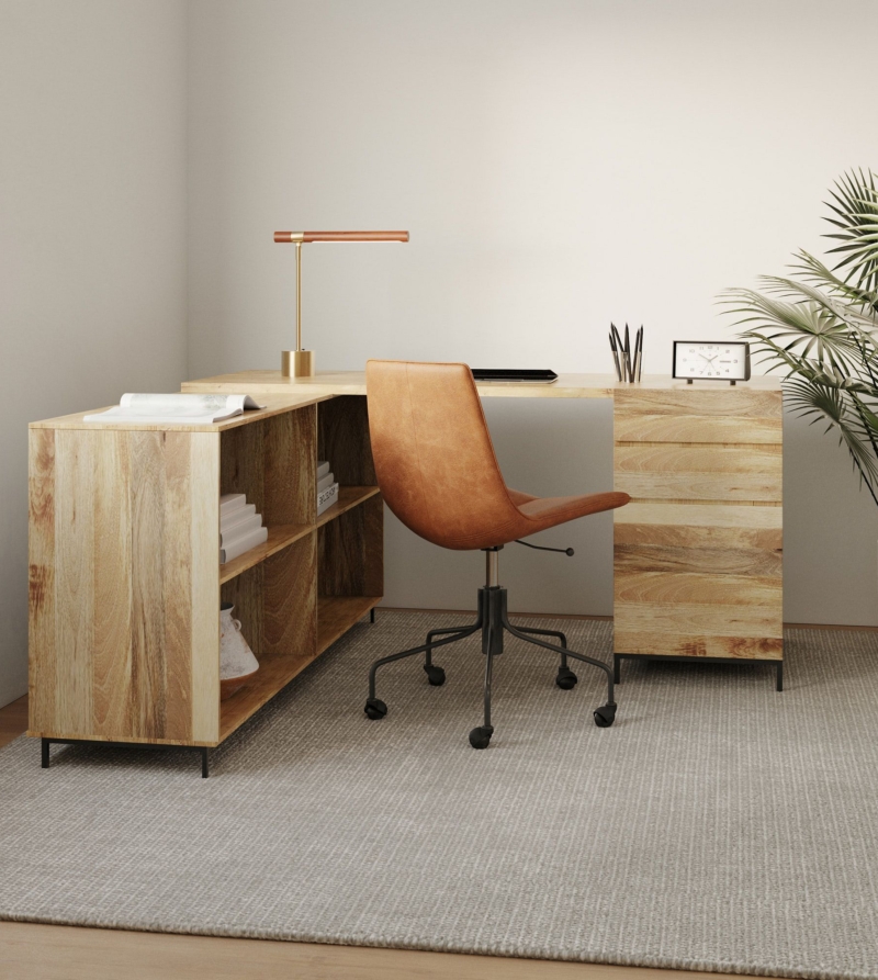 Mysore Modular Desk W File Cabinet Bookcase